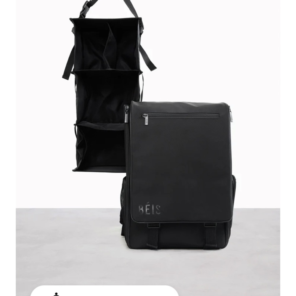 Beis Black Hanging Backpack with organizer
